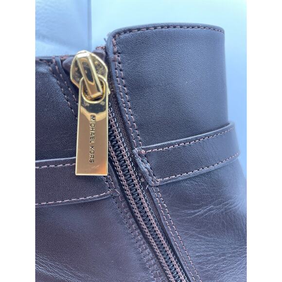 Michael Kors FINLEY Chocolate Brown Flat Bootie Ankle Boots Flat Size 9M USED - Picture 7 of 10